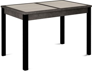 Стол раздвижной Ницца-1 ПЛ (ноги черные, плитка бежевая/серый камень) в Липецке