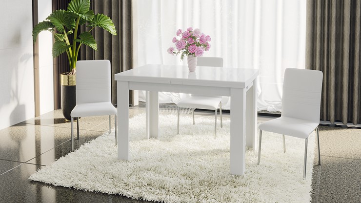 Обеденный раздвижной стол Норман тип 1, цвет Белый/Стекло белый глянец в Липецке - изображение 4