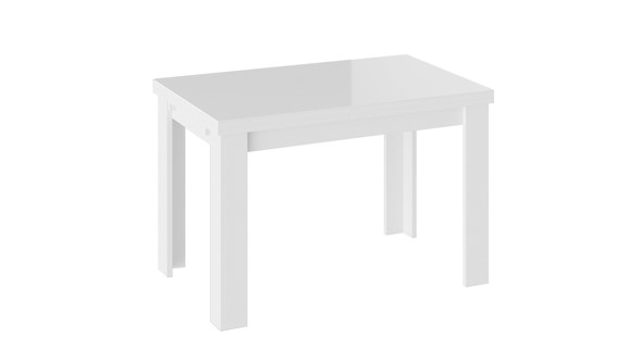 Обеденный раздвижной стол Норман тип 1, цвет Белый/Стекло белый глянец в Липецке - изображение