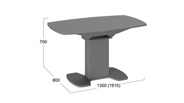 Обеденный раздвижной стол Портофино (СМ(ТД)-105.02.11(1)), цвет Серое/Стекло серое матовое LUX в Липецке - предосмотр 1
