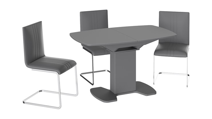Обеденный раздвижной стол Портофино (СМ(ТД)-105.02.11(1)), цвет Серое/Стекло серое матовое LUX в Липецке - изображение 2