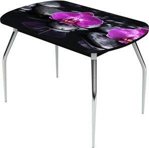 Кухонный стол раздвижной Ривьера исп.1 ноги метал. крашеные №24 Фотопечать (Цветы №14) в Липецке