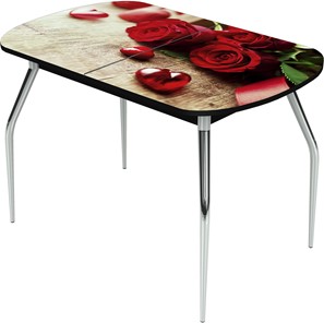 Обеденный раздвижной стол Ривьера исп.1 ноги метал. крашеные №24 Фотопечать (Цветы №33) в Липецке