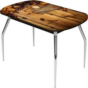 Обеденный раздвижной стол Ривьера исп.1 ноги метал. крашеные №24 Фотопечать (Кофе №25) в Липецке