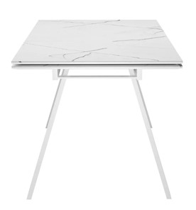 Кухонный раздвижной стол SKL 140, керамика белый мрамор/подстолье белое/ножки белые в Липецке - предосмотр 3