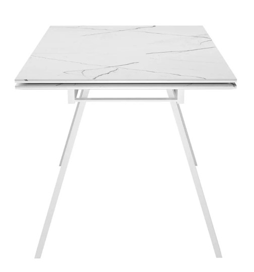 Кухонный раздвижной стол SKL 140, керамика белый мрамор/подстолье белое/ножки белые в Липецке - изображение 3