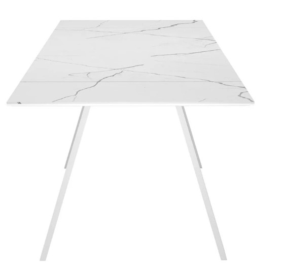 Кухонный раздвижной стол SKL 140, керамика белый мрамор/подстолье белое/ножки белые в Липецке - изображение 4