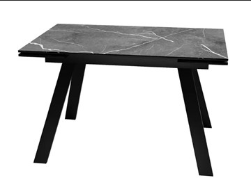 Кухонный стол раскладной SKL 140, керамика черный мрамор/подстолье черное/ножки черные в Липецке