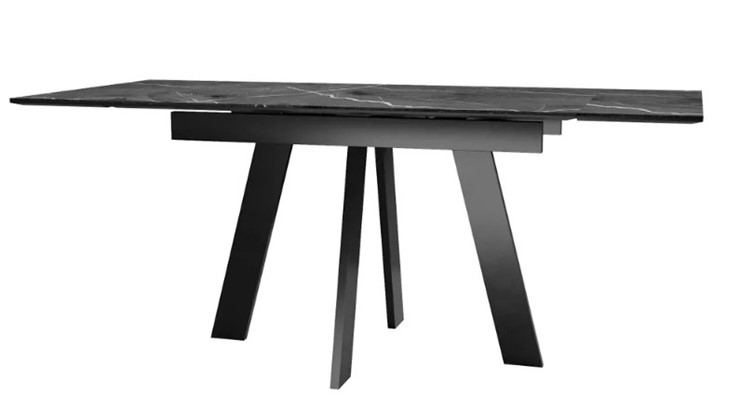 Кухонный стол раскладной SKM 120, керамика черный мрамор/подстолье черное/ножки черные в Липецке - изображение 3