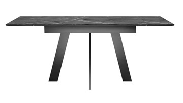 Кухонный стол раскладной SKM 120, керамика черный мрамор/подстолье черное/ножки черные в Липецке - предосмотр 4