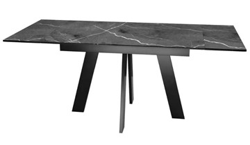 Кухонный стол раскладной SKM 120, керамика черный мрамор/подстолье черное/ножки черные в Липецке - предосмотр 5
