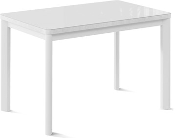 Кухонный стол раздвижной Токио-2G (ноги металлические белые, cтекло cristal/белый цемент) в Липецке