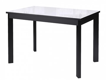 Кухонный раскладной стол Dikline Ls110, стекло белое/ножки черные в Липецке