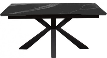 Стол обеденный раздвижной DikLine SFE140 Керамика Черный мрамор/подстолье черное/опоры черные (2 уп.) в Липецке - предосмотр 1