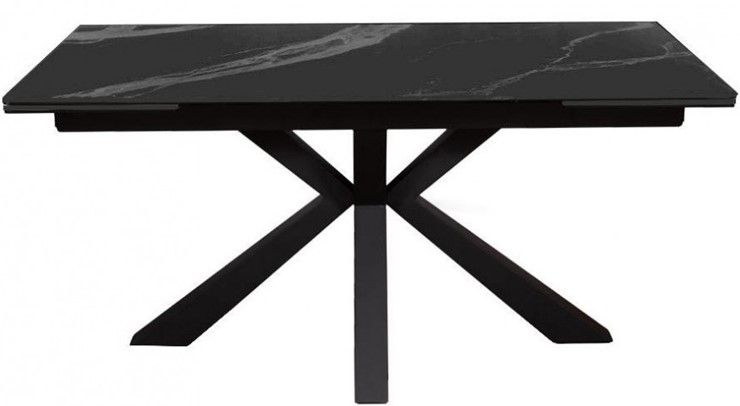 Стол обеденный раздвижной DikLine SFE140 Керамика Черный мрамор/подстолье черное/опоры черные (2 уп.) в Липецке - изображение 1