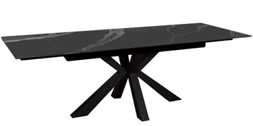 Стол обеденный раздвижной DikLine SFE140 Керамика Черный мрамор/подстолье черное/опоры черные (2 уп.) в Липецке - предосмотр 3