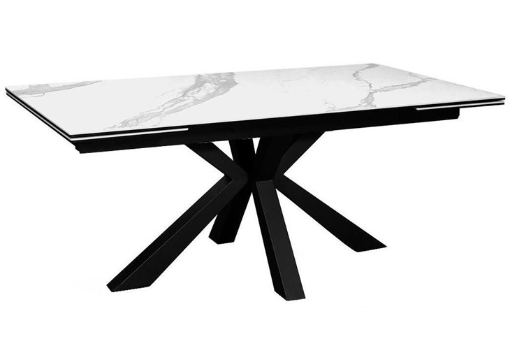 Стол раздвижной DikLine SFE160 Керамика Белый мрамор/подстолье черное/опоры черные (2 уп.) в Липецке - изображение 1
