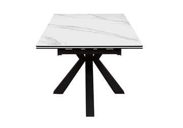 Стол раздвижной DikLine SFE160 Керамика Белый мрамор/подстолье черное/опоры черные (2 уп.) в Липецке - предосмотр 3