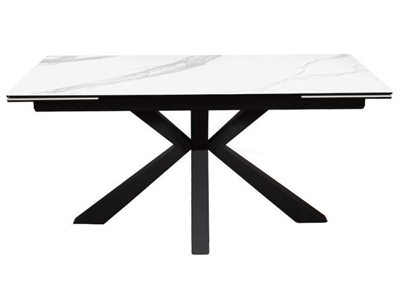 Стол раздвижной DikLine SFE160 Керамика Белый мрамор/подстолье черное/опоры черные (2 уп.) в Липецке - изображение