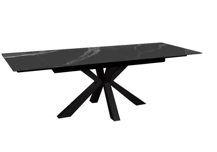 Стол обеденный раздвижной DikLine SFE160 Керамика Черный мрамор/подстолье черное/опоры черные (2 уп.) в Липецке - изображение 2