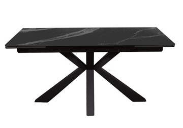 Стол обеденный раздвижной DikLine SFE160 Керамика Черный мрамор/подстолье черное/опоры черные (2 уп.) в Липецке - предосмотр