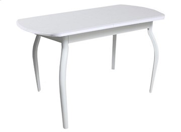 Кухонный обеденный стол ПГ-04 ЛДСП, белый ЛДСП/32 гнутые крашеные металл белый в Липецке