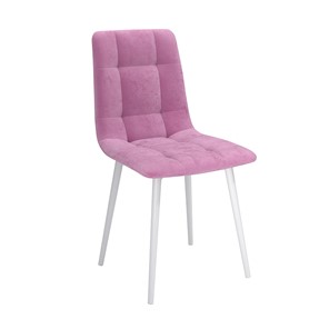 Кухонный стул Белла, велюр тенерифе розовый/Цвет металл белый в Липецке