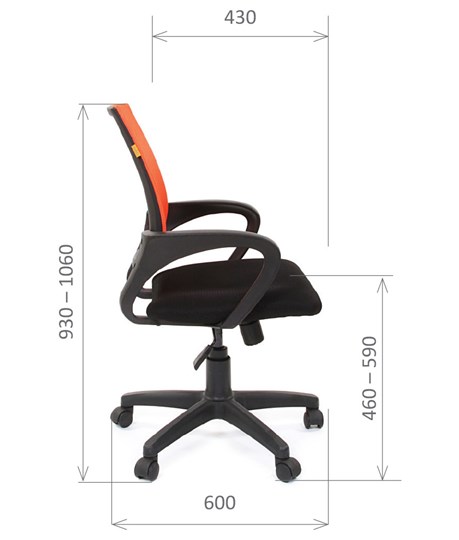 Компьютерное кресло CHAIRMAN 696 black Сетчатый акрил DW66 оранжевый в Липецке - изображение 2