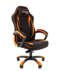 Кресло игровое CHAIRMAN GAME 28 Полиэстер комбинированная ткань оранжевый/черный в Липецке