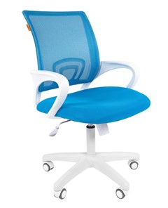 Кресло компьютерное CHAIRMAN 696 white, tw12-tw04 голубой в Липецке