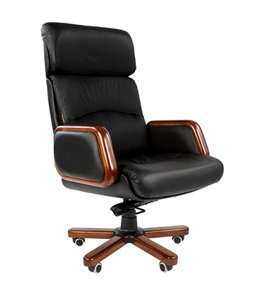 Кресло офисное CHAIRMAN 417 кожа черная в Липецке - изображение