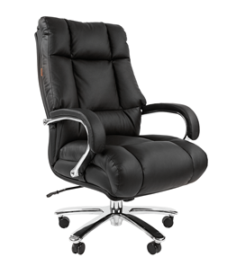 Офисное кресло CHAIRMAN 405 черное нат.кожа/экокожа в Липецке