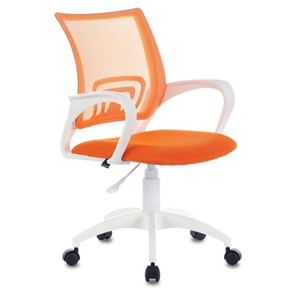 Кресло Brabix Fly MG-396W (с подлокотниками, пластик белый, сетка, оранжевое) 532401 в Липецке
