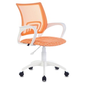 Офисное кресло Brabix Fly MG-396W (с подлокотниками, пластик белый, сетка, оранжевое с рисунком "Giraffe") 532402 в Липецке