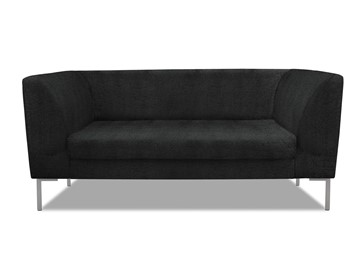 Офисный диван мягкий Сиеста 2-местный, ткань Сахара / черная С49 в Липецке