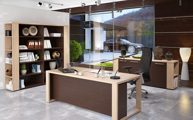 Кабинет руководителя ALTO с высоким шкафом для одежды, низким для документов и журнальным столиком в Липецке - изображение 3