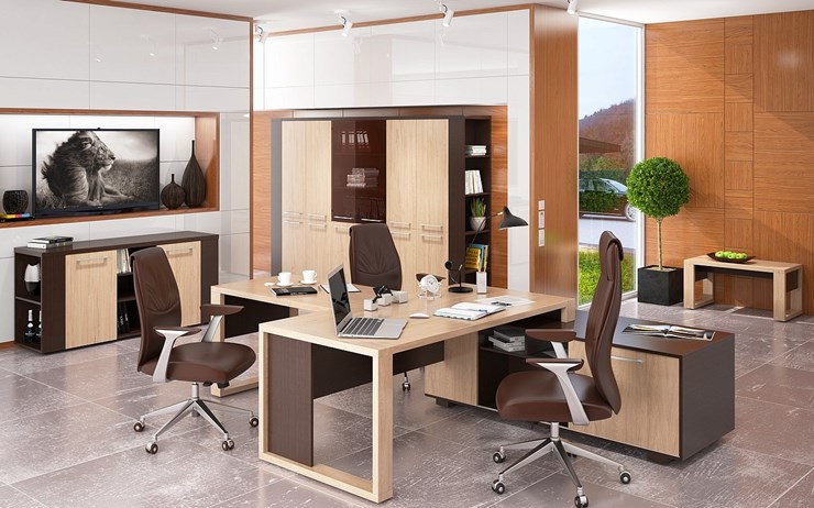 Кабинет руководителя ALTO с высоким шкафом для одежды, низким для документов и журнальным столиком в Липецке - изображение 5