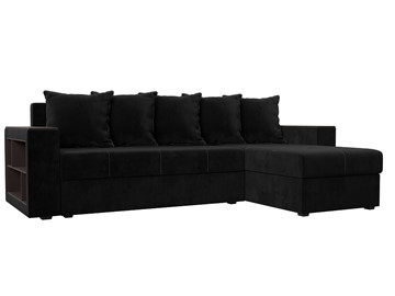 Угловой раскладной диван Дубай Лайт, Черный (велюр) в Липецке