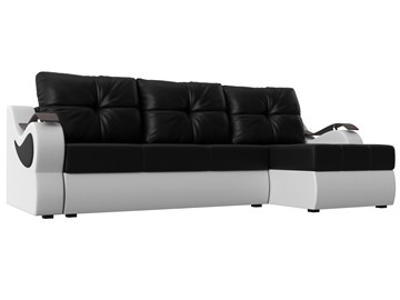 Угловой диван Меркурий, Черный/белый (экокожа) в Липецке
