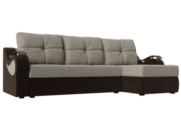 Угловой диван Меркурий, Корфу 02 (рогожка)/коричневый (вельвет) в Липецке