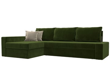 Угловой диван Версаль, Зеленый/Бежевый (микровельвет) в Липецке