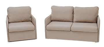 Мебельный набор Амира бежевый диван + кресло в Липецке