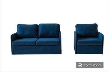 Мебельный комплект Амира синий диван + кресло в Липецке