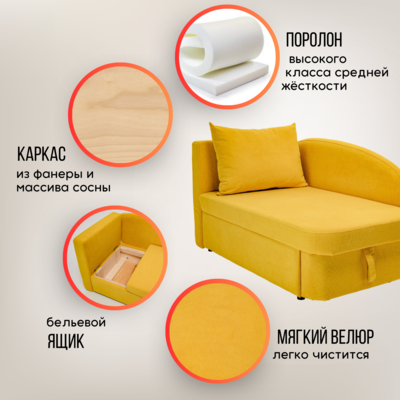 Диван-кровать левая Тедди желтый в Липецке - изображение 18