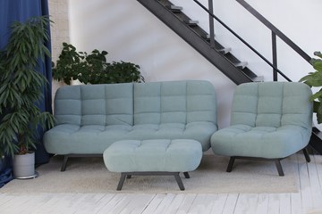 Комплект мебели Абри цвет мята кресло + диван + пуф опора металл в Липецке