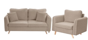 Комплект мебели Бертон бежевый диван+ кресло в Липецке
