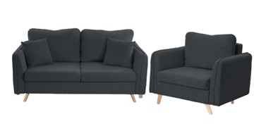 Комплект мебели Бертон графит диван+ кресло в Липецке