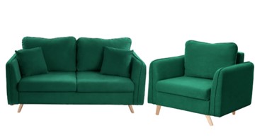 Комплект мебели Бертон изумрудный диван+ кресло в Липецке