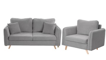 Комплект мебели Бертон серый диван+ кресло в Липецке