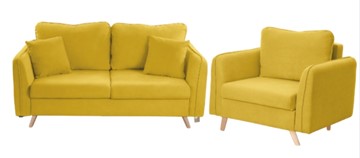 Комплект мебели Бертон желтый диван+ кресло в Липецке